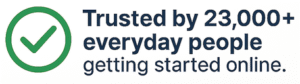 Trusted by over 23,000 beginners badge – affiliate marketing training system for everyday people