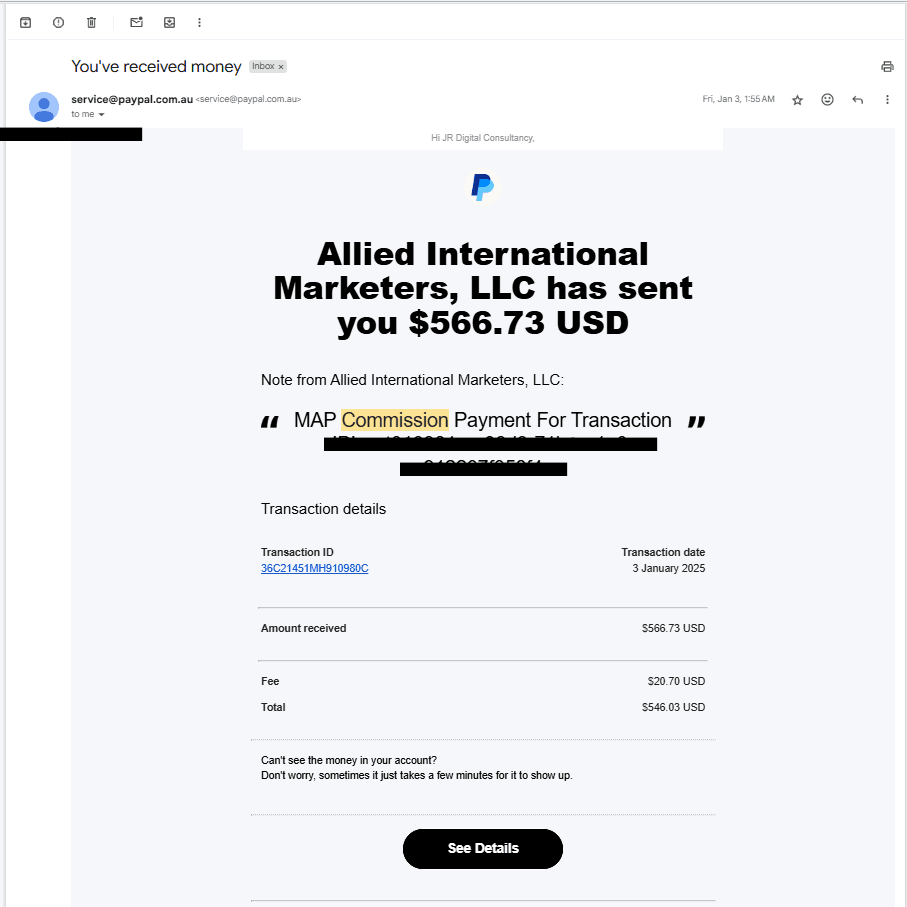 Affiliate commission proof