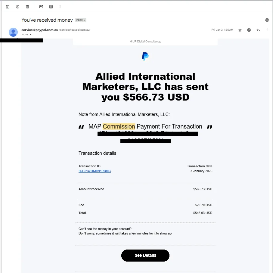 Affiliate commission proof